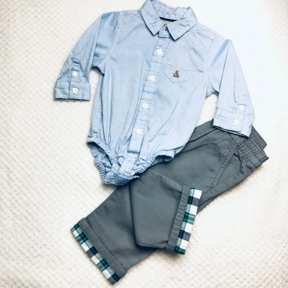 COPY - NWT Gymboree plaid cuff gray pants 18-24 mo